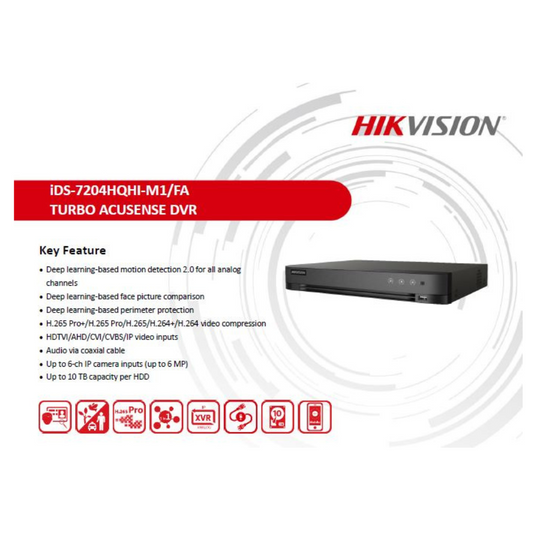 2MP 4 CHANNEL DVR METAL IDS-7204HQHI-M1/XT BRAND:HIKVISION