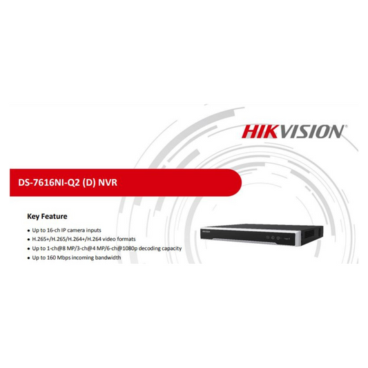 2MP 16 CHANNEL NVR METAL DS-7616NI-Q2 BRAND:HIKVISION