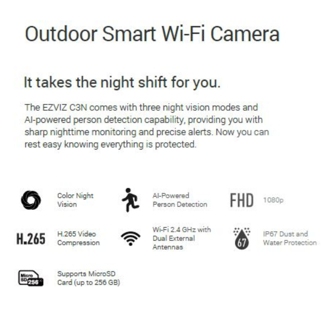 2MP Wireless Fixed Camera (OUTDOOR) C3N