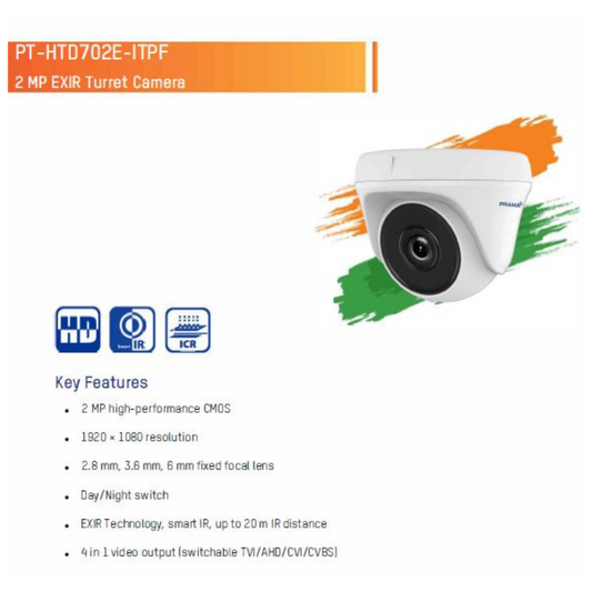 2MP Regular Dome Camera (PT-HTD702E-ITPF) Brand:PRAMA