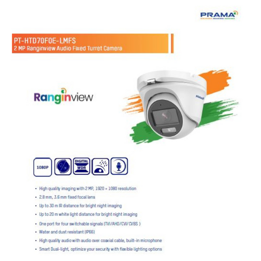 2MP FULL COLOR DOME CAMERA (PT-HTD70F0E-LMFS) BRAND:PRAMA