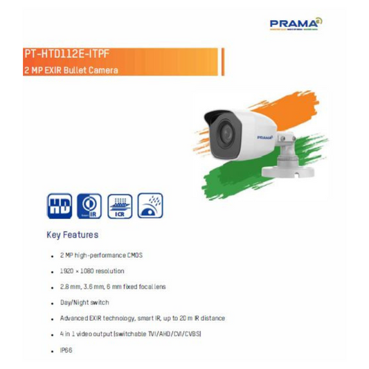 2MP REGULAR BULLET CAMERA (PT-HTD112E-ITPF) BRAND:PRAMA