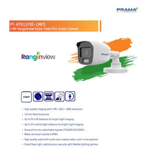 2MP FULL COLOR BULLET CAMERA (PT-HTD11F0E-LMFS) BRAND:PRAMA