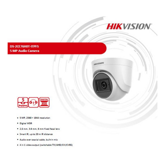 5MP REGULAR DOME CAMERA DS-2CE76H0T-ITPFS BRAND:HIKVISION