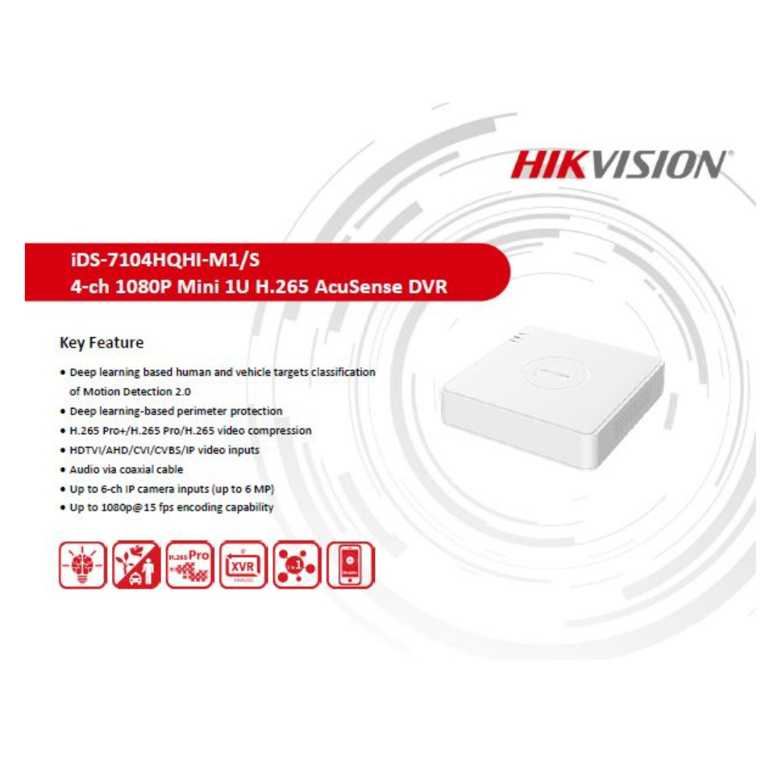 2MP 4 Channel DVR Plastic iDS-7104HQHI-M1/S BRAND:HIKVISION