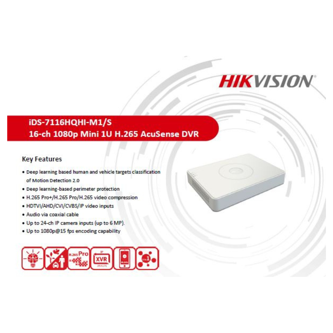 2MP 16 CHANNEL DVR PLASTIC IDS-7116HQHI-M1/S BRAND:HIKVISION