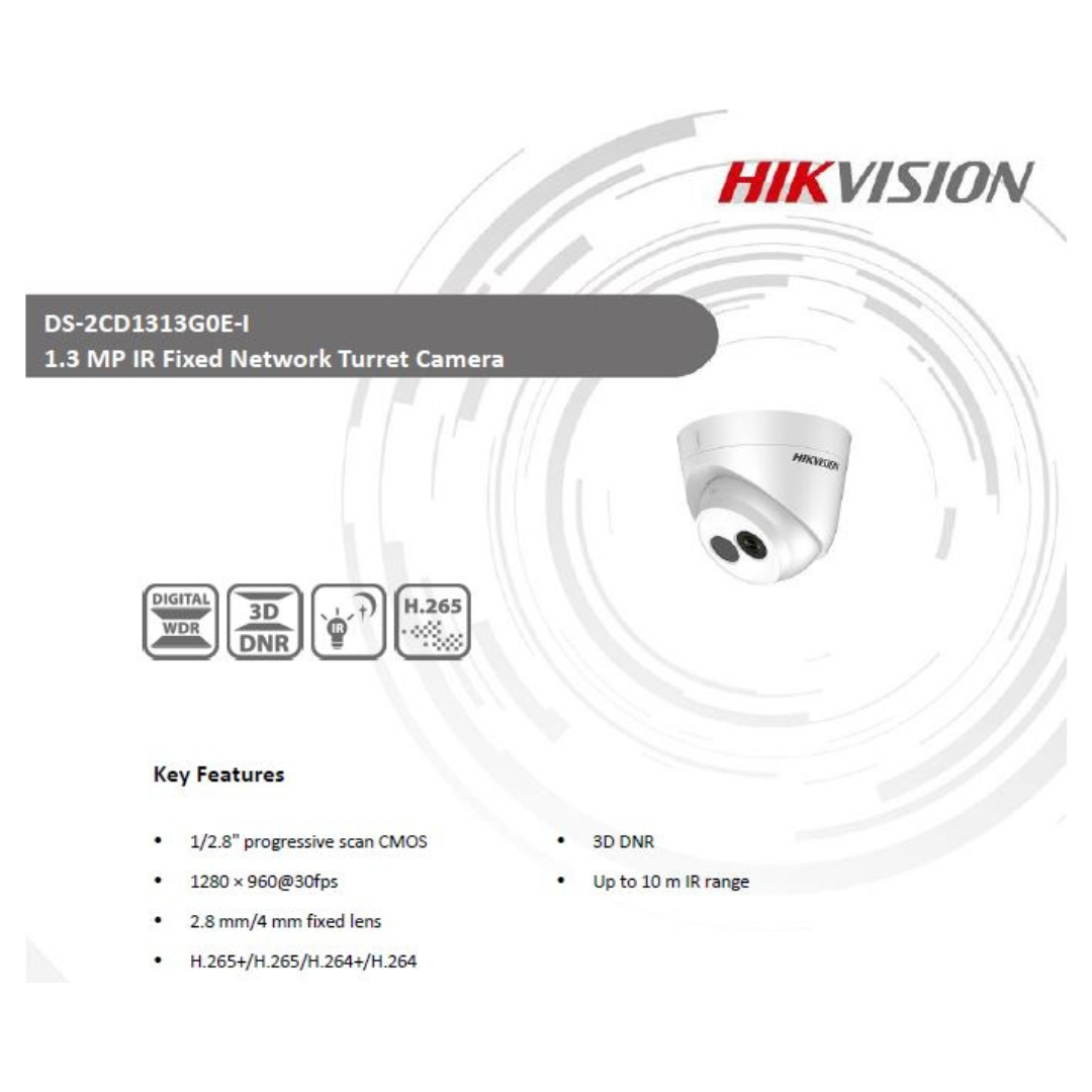 1.3MP IP DOME CAMERA DS-2CD1313G0E-I BRAND:HIKVISION