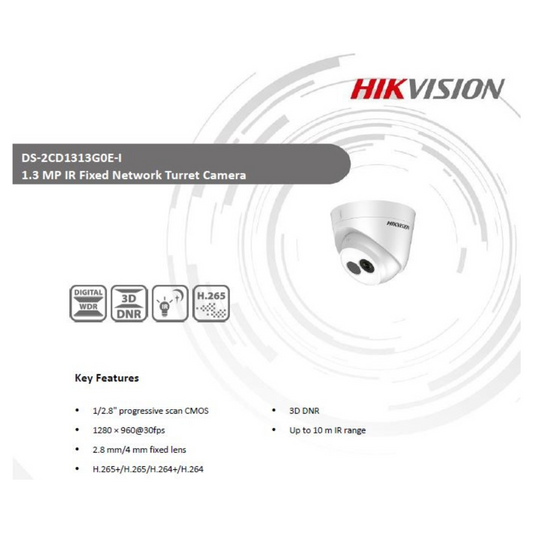 1.3MP IP DOME CAMERA DS-2CD1313G0E-I BRAND:HIKVISION