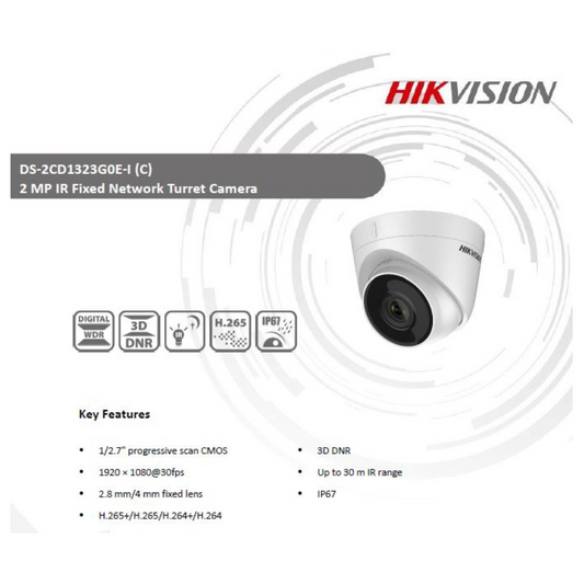 2MP IP DOME CAMERA DS-2CD1323G0E-I BRAND:HIKVISION