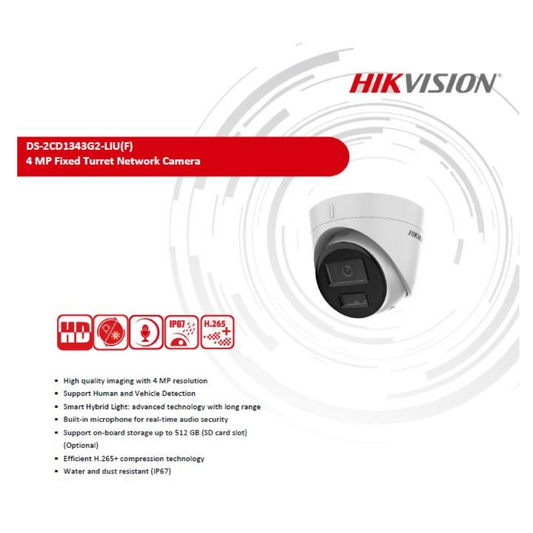 4MP IP HYBRID DOME CAMERA DS-2CD1343G2-LIU BRAND:HIKVISION