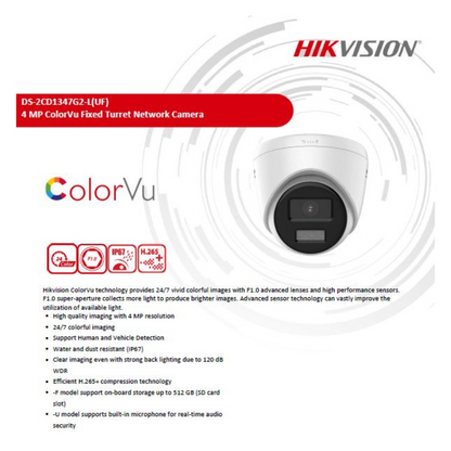 4MP IP COLOR DOME CAMERA DS-2CD1347G2-LU BRAND:HIKVISION