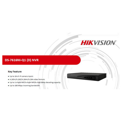 2MP 16 CHANNEL NVR METAL DS-7616NI-Q1 BRAND:HIKVISION