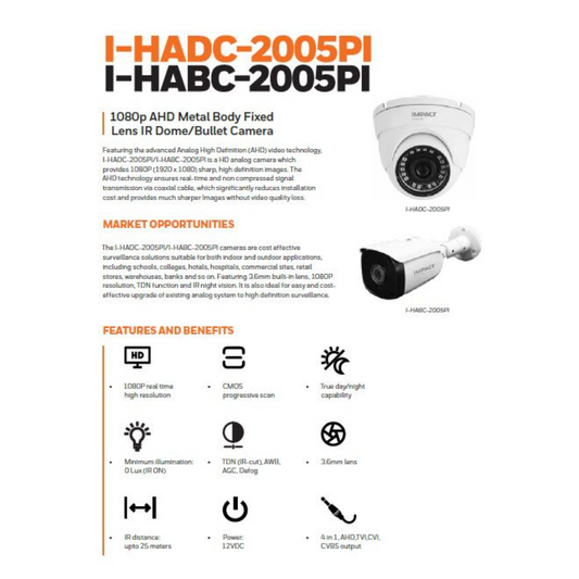 2MP REGULAR DOME CAMERA I-HADC-2005PI BRAND:HONEYWELL