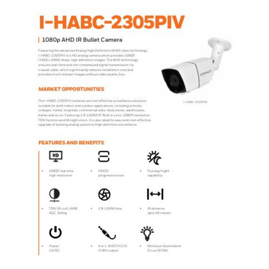 2MP REGULAR VARIFOCAL BULLET CAMERA I-HABC-2305PIV BRAND:HONEYWELL