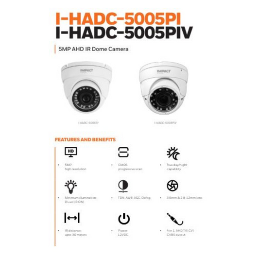 5MP REGULAR VARIFOCAL DOME CAMERA I-HADC-5005PIV BRAND:HONEYWELL